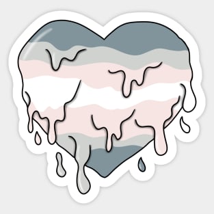 Melting demigirl heart Sticker